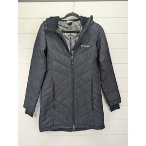 Columbia Heavenly Long Jacket Women XS Black Hooded Omni-Heat Insulated